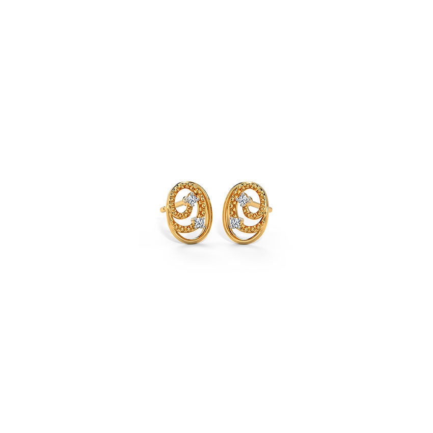 Swirl Of Circle Diamond Stud Earrings