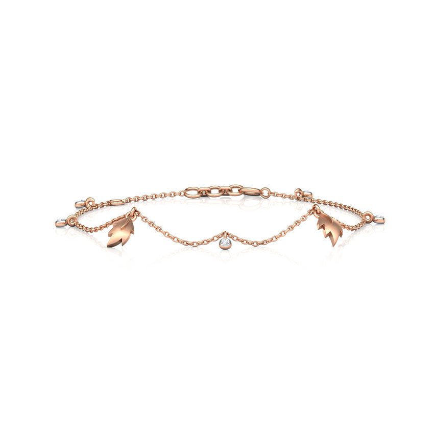 Leaves Charm Diamond Bracelet
