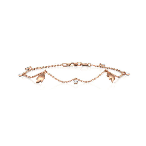Leaves Charm Diamond Bracelet