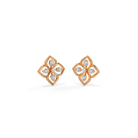 Lovely Blossom Diamond Stud Earrings