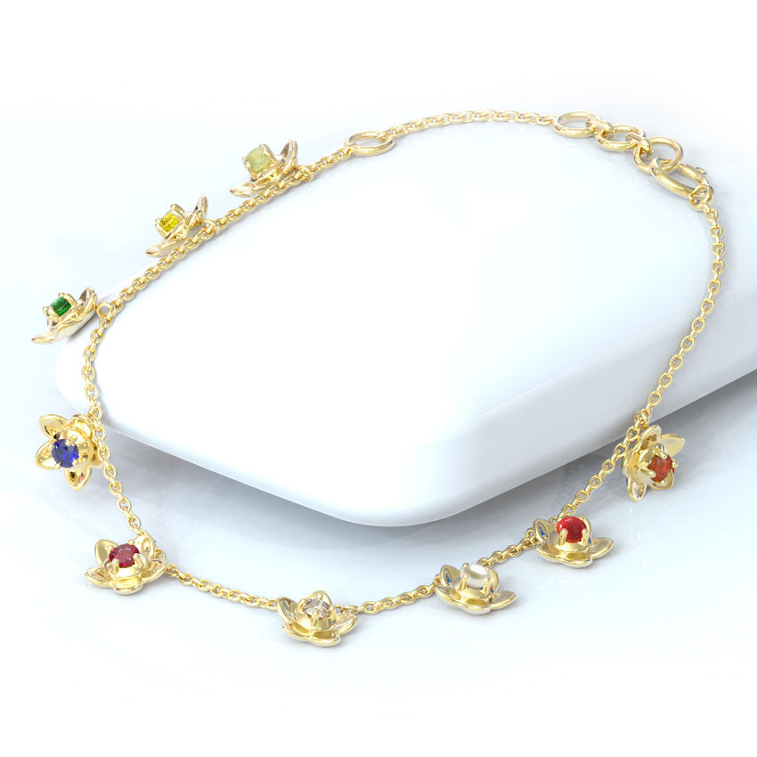 Blossom Navratna Gemstone Bracelet