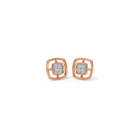 Halo Squares Diamond Stud Earrings