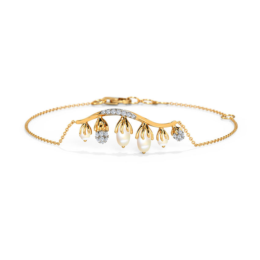 Curvy Pearl Grained Chain Bracelet