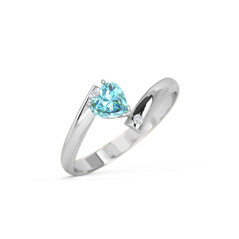 Heart Blue Topaz Gemstone Ring