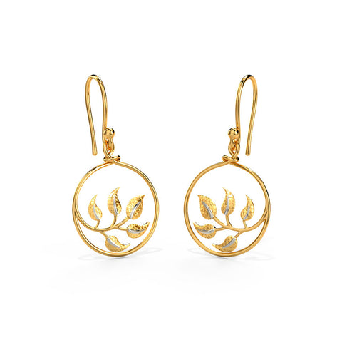 Framed Leaf Gold Drop Earrings