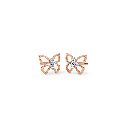 Glinting Butterfly Diamond Stud Earrings