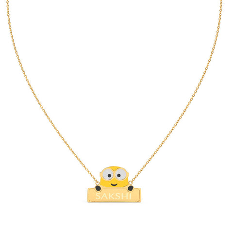 Peeking Minion Personalised Gold Necklace