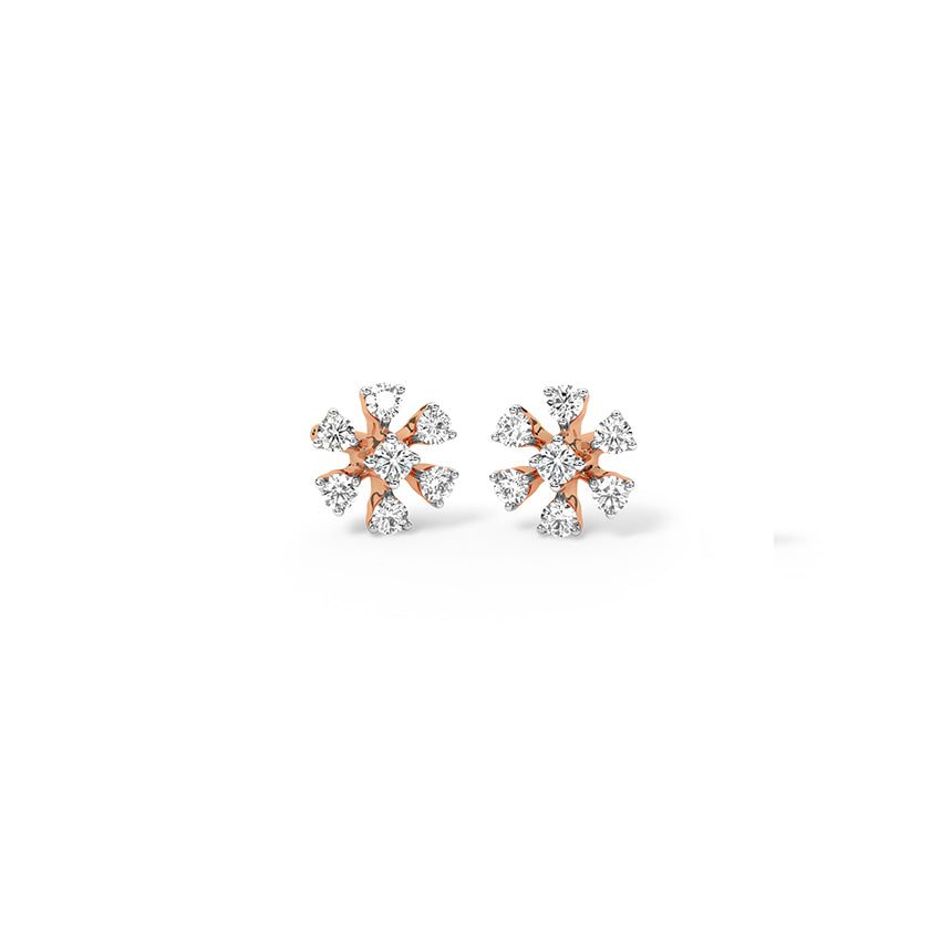 Shiny Daisy Diamond Stud Earrings
