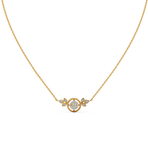 Leafy Radiant Diamond Necklace