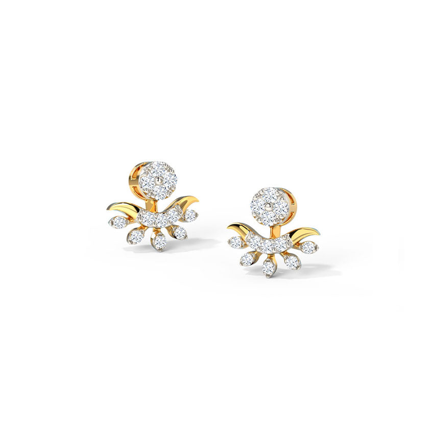 Gleaming Leaflet Diamond Stud Earrings