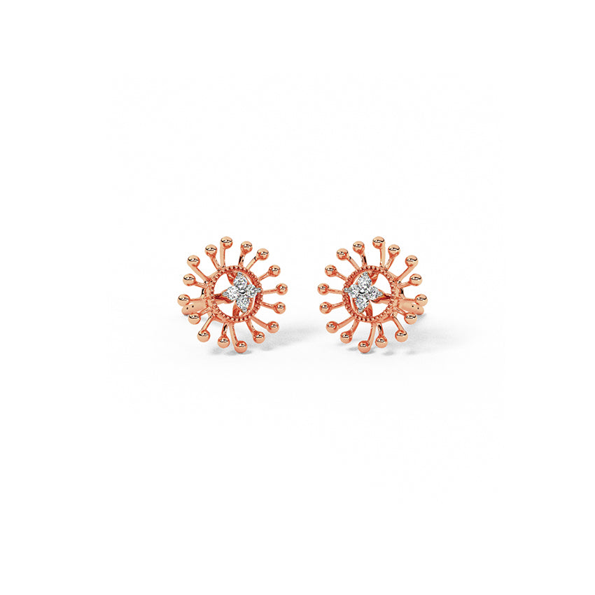 Gleaming Rays Diamond Stud Earrings
