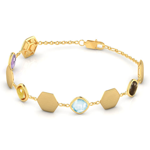 Andria Stamped Gemstone Bracelet