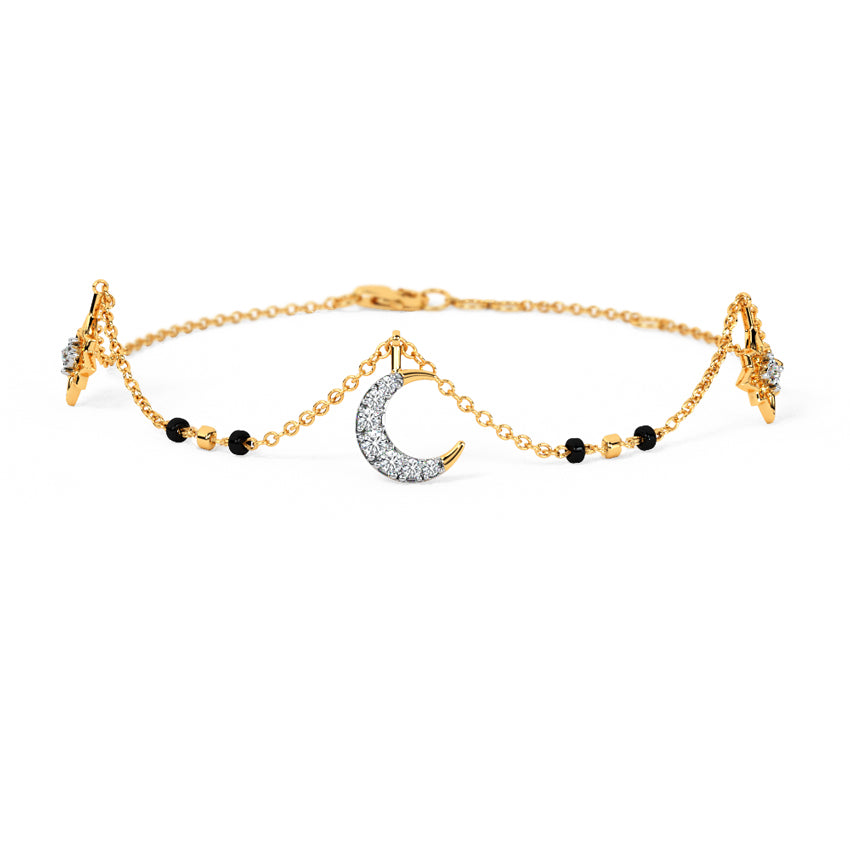 Sun & Moon Charm Diamond Mangalsutra Bracelet