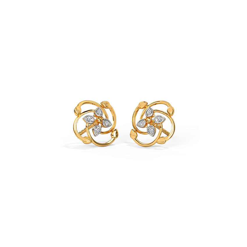 Bright Bloomy Diamond Stud Earrings