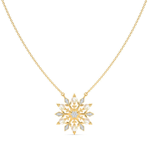 Frozen Snow Flake Pearl Necklace