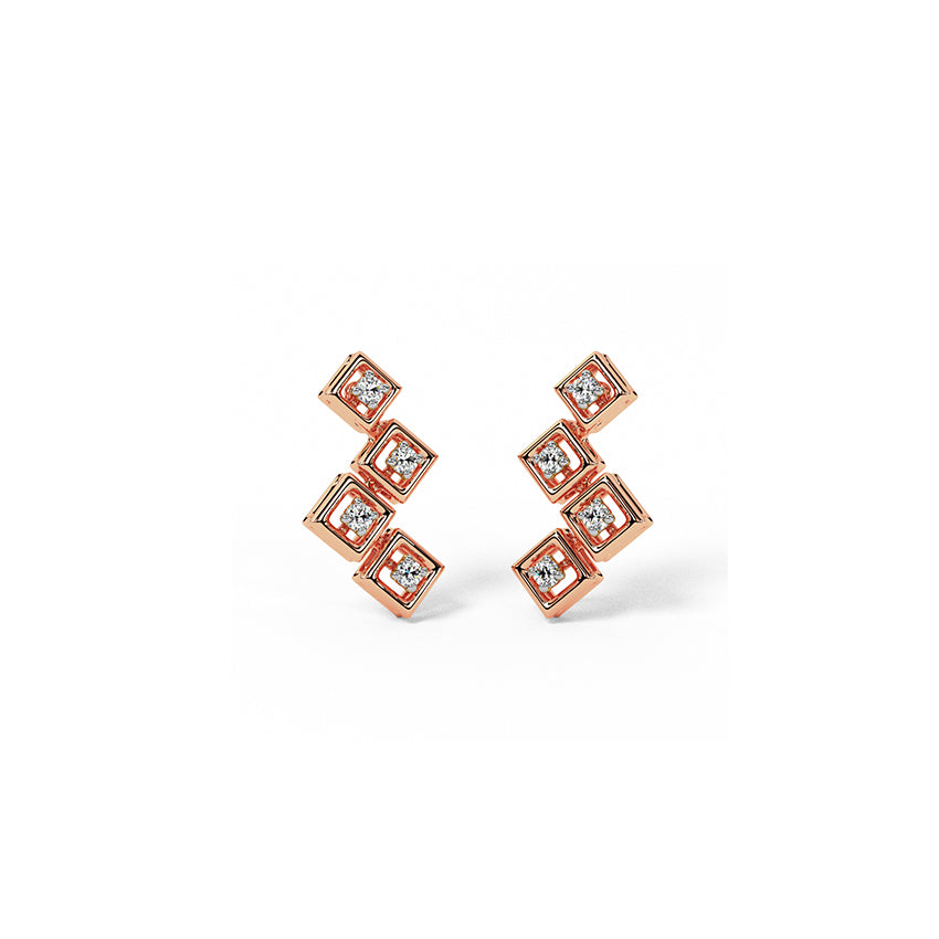 Geometric Gleam Diamond Stud Earrings