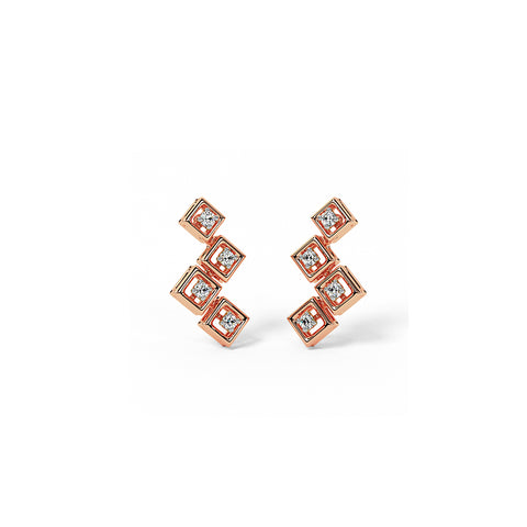 Geometric Gleam Diamond Stud Earrings