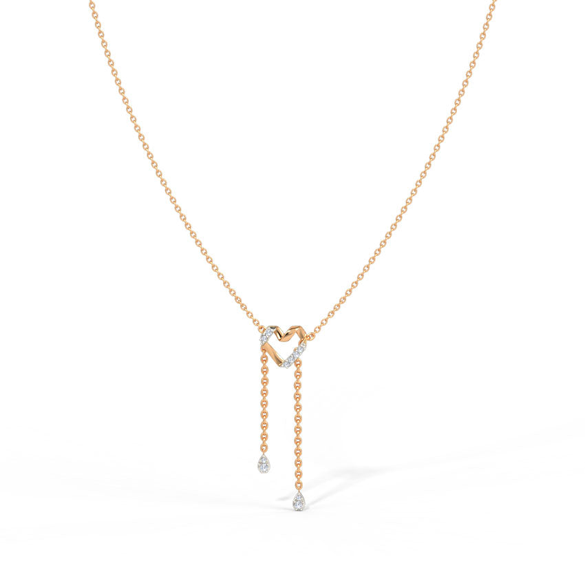Twirling Heart Diamond Lariat Necklace