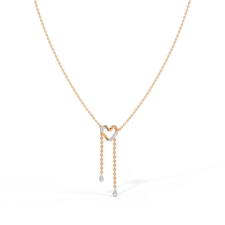 Twirling Heart Diamond Lariat Necklace