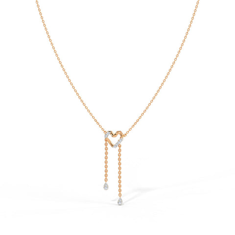 Twirling Heart Diamond Lariat Necklace