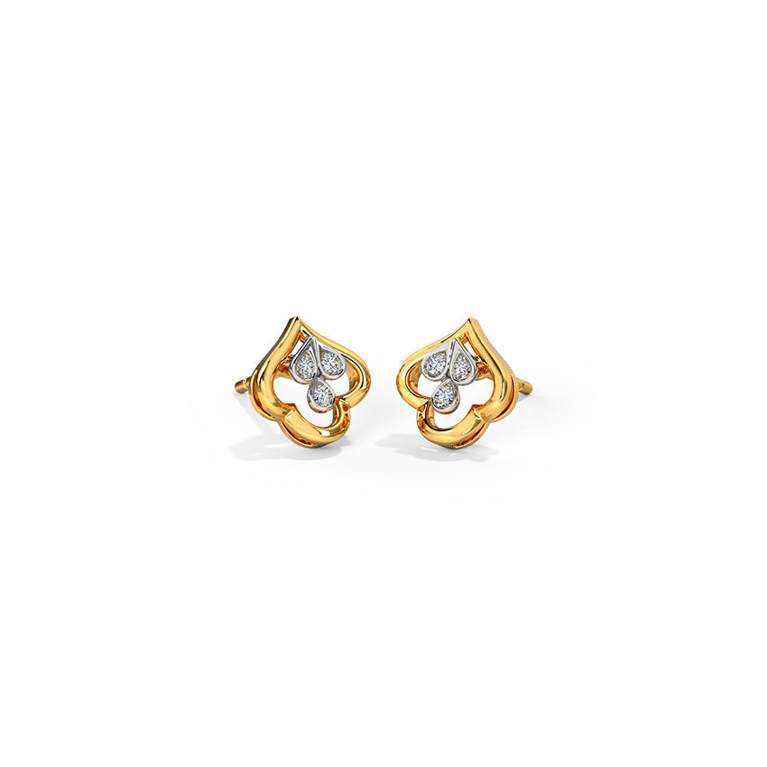 Golden Bud Diamond Stud Earrings