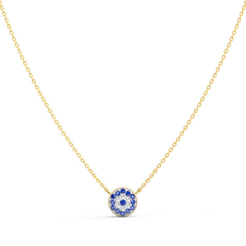 Halo Evil Eye Gemstone Necklace