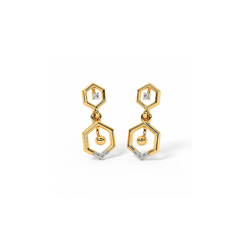 Duo Hexagon Diamond Drop Earrings