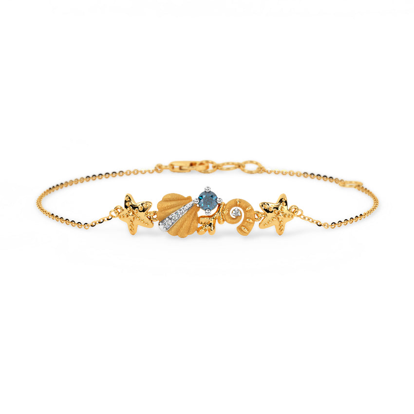 Little Memaid diamond with star and fish Bracelet