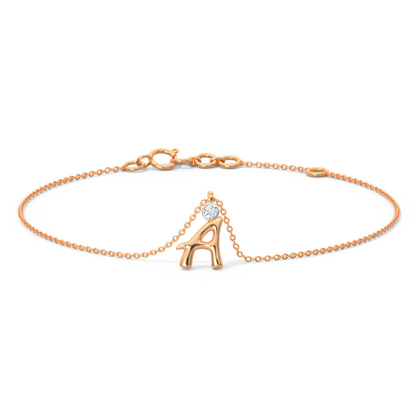 Alphabet A Diamond Charm Bracelet