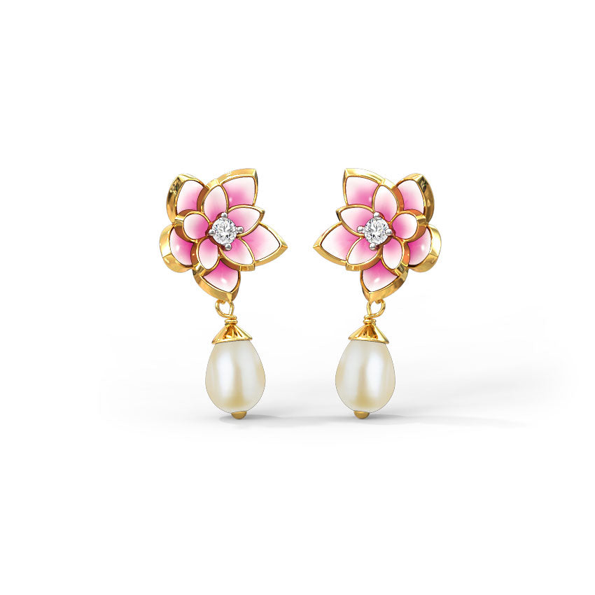 Magnificent Lotus Pearl Drop Earrings