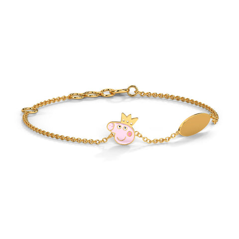 Peppa Crown Personalised Kids' Gold Bracelet