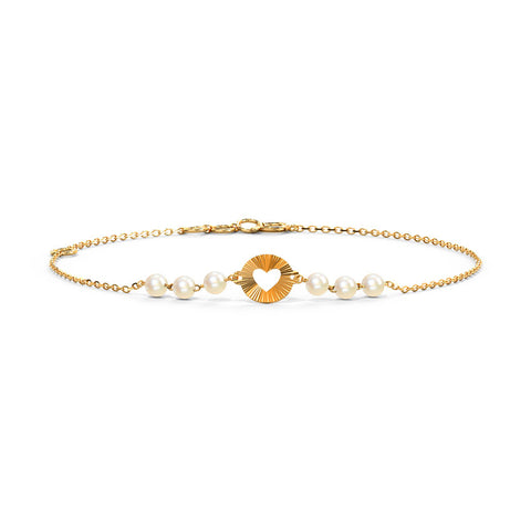 Circle Of Heart Pearl Chain Bracelet