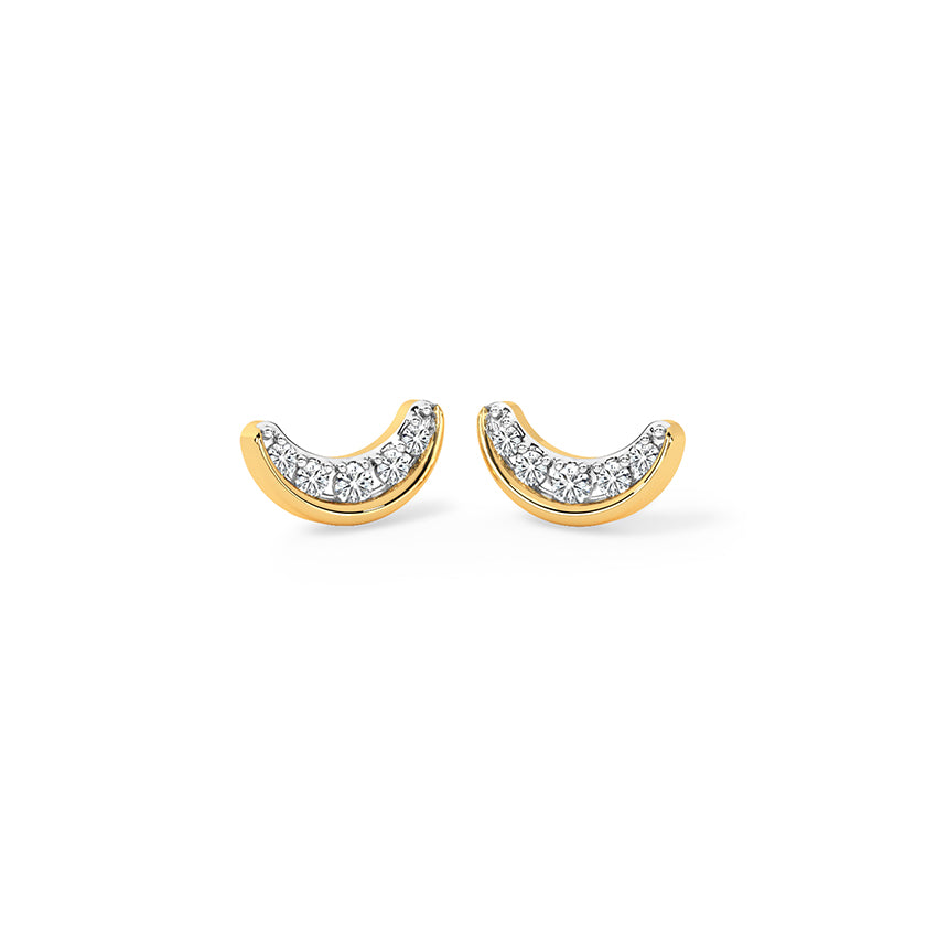 Crescent Diamond Stud Earrings