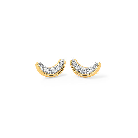 Crescent Diamond Stud Earrings