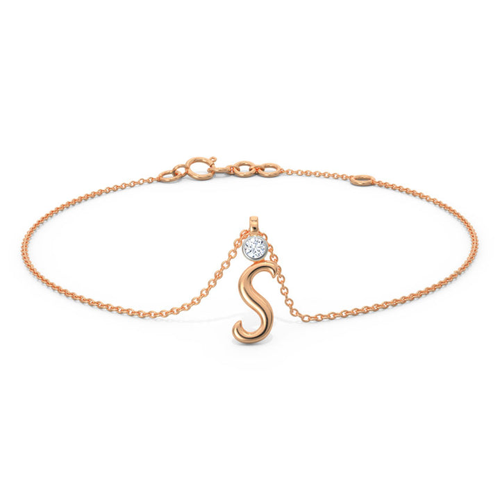Charm Alphabet S Diamond Bracelet