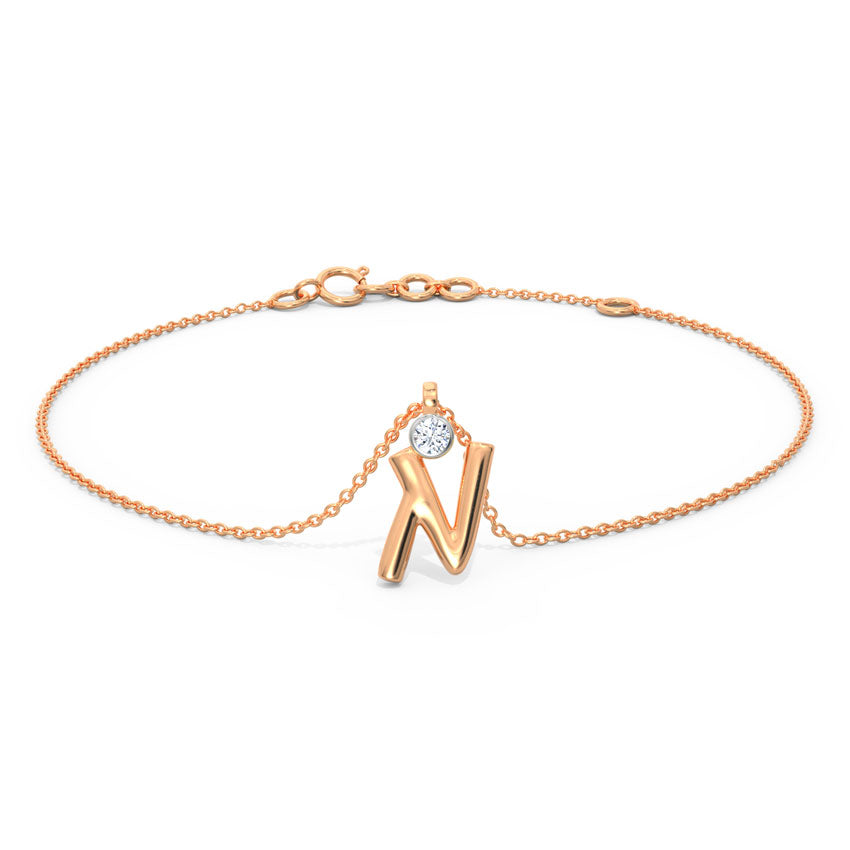 Alphabet N Charm Diamond Bracelet