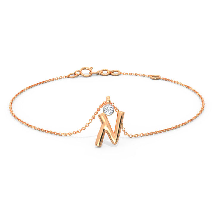 Alphabet N Charm Diamond Bracelet