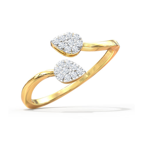 Twin Leaves Open Diamond Ring