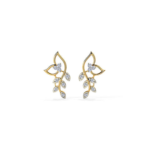 Classic Leaves Diamond Stud Earrings