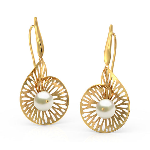 Swerve Leaf Pearl Drop Earrings