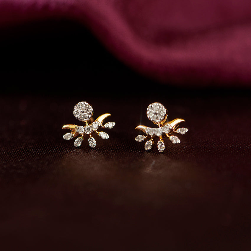 Gleaming Leaflet Diamond Stud Earrings
