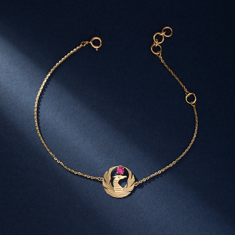 Pink Ruby Gemstone Phoenix Bracelet