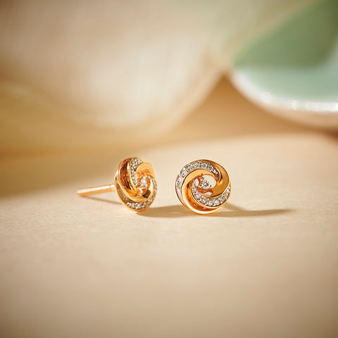 Glimmering Swirl Diamond Stud Earrings