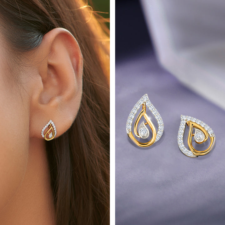 Trickel Diamond Stud Earrings