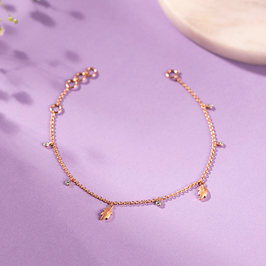 Leaves Charm Diamond Bracelet