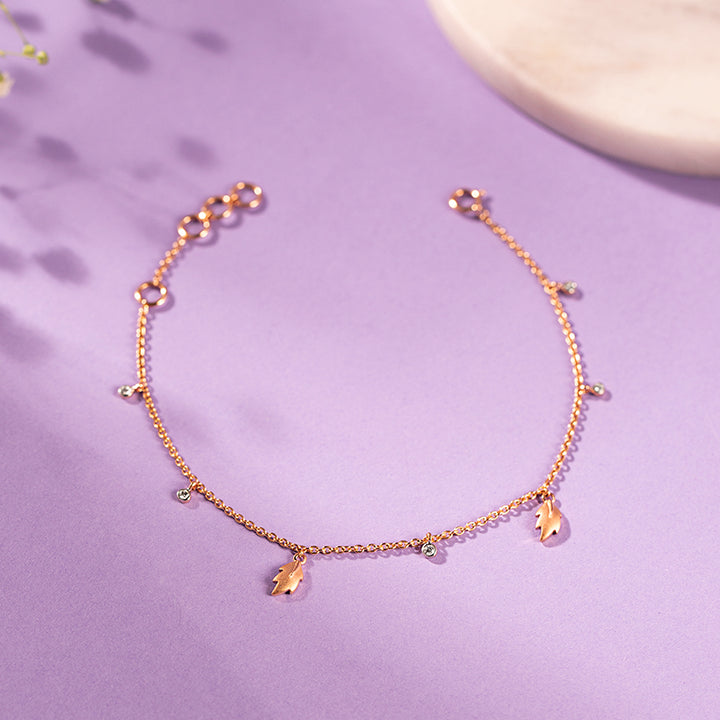 Leaves Charm Diamond Bracelet
