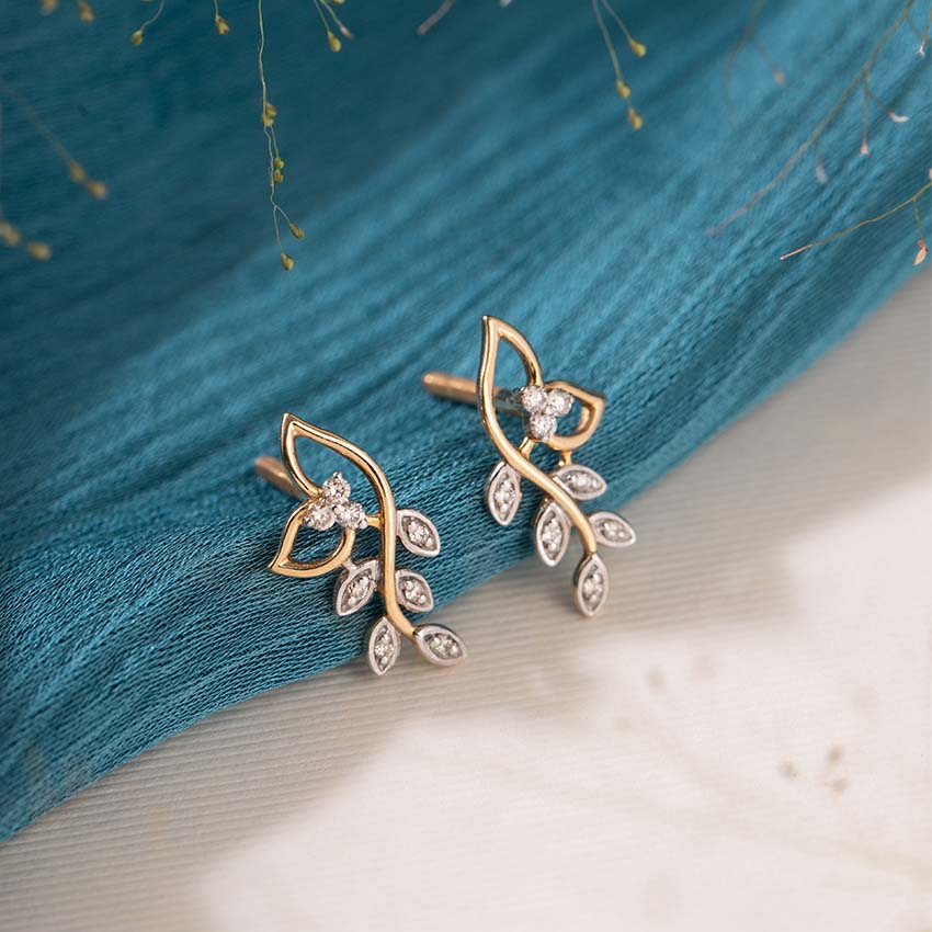Classic Leaves Diamond Stud Earrings