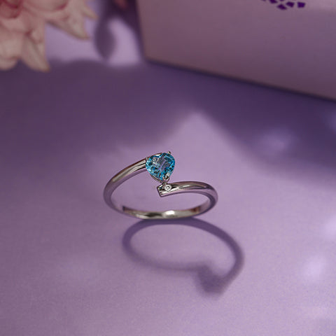 Heart Blue Topaz Gemstone Ring