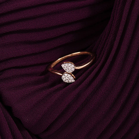 Twin Leaves Open Diamond Ring