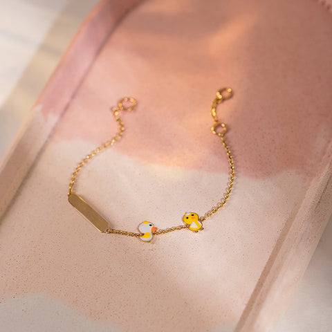 Cute Duckling Personalised Kids' Gold Bracelet
